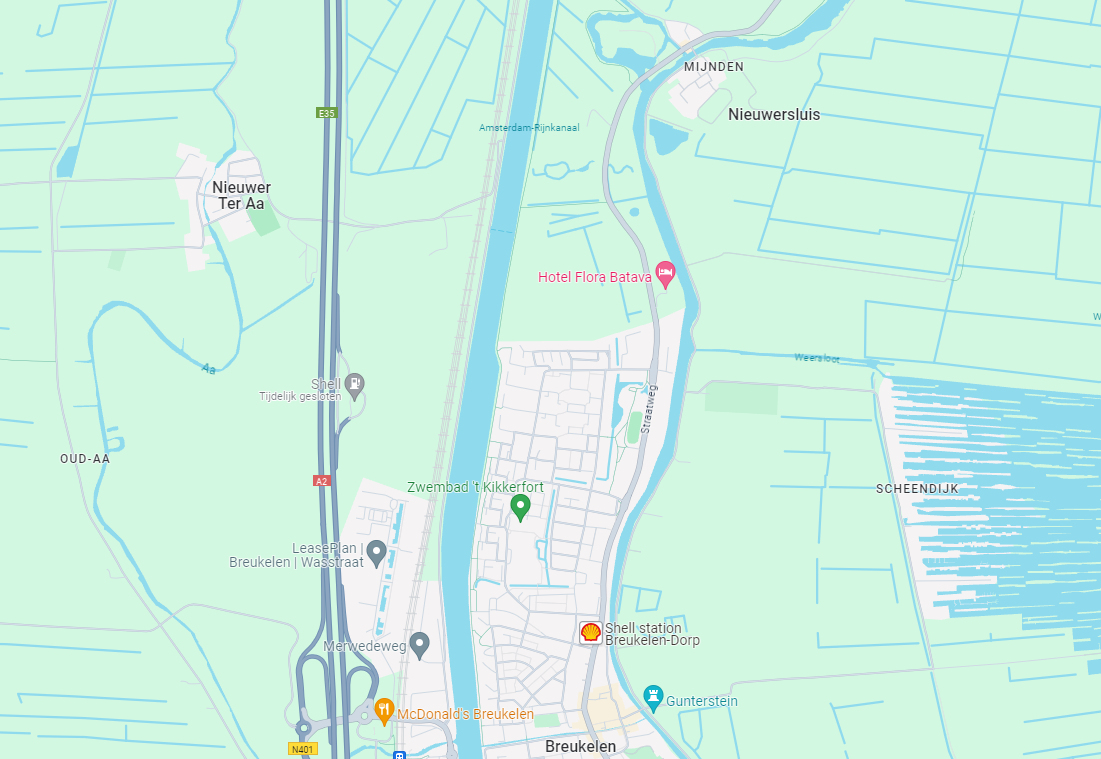 Kaart van Breukelen naar Nieuwersluis